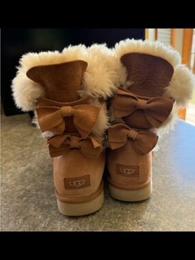 UGG Chestnut Suede Shearling Bow-Accent Boots